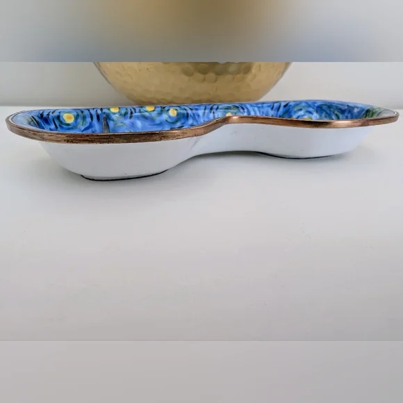 NIB Vintage Van Gogh Starry Night Handpainted Eyeglass Tray Kevin Chen Painting